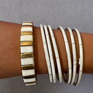 Paparazzi Gold and Cream Bracelet Set